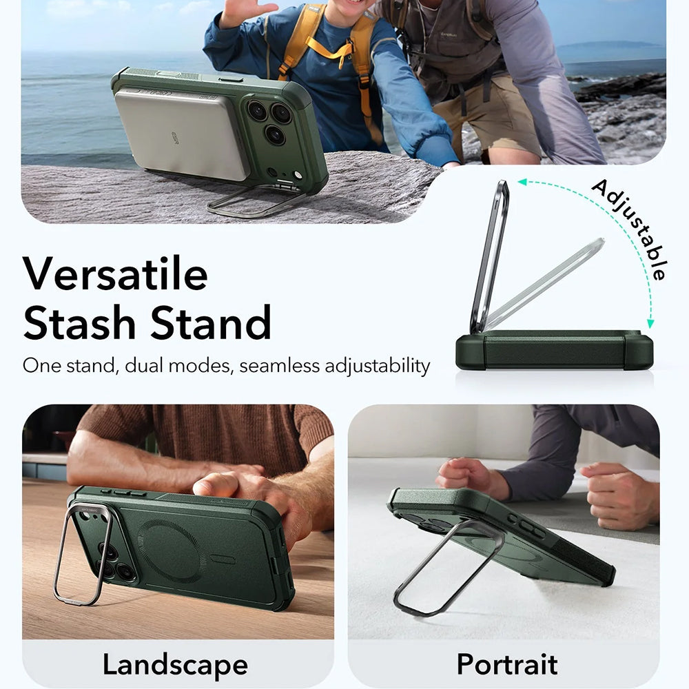 Husa de protectie ESR Cyber Armor Kickstand compatibil cu iPhone 17 Pro, Verde