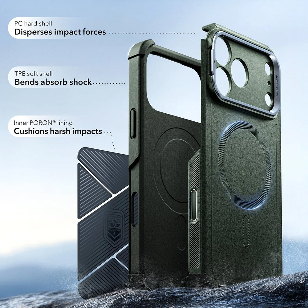 Husa de protectie ESR Cyber Armor Kickstand compatibil cu iPhone 17 Pro Max, Verde