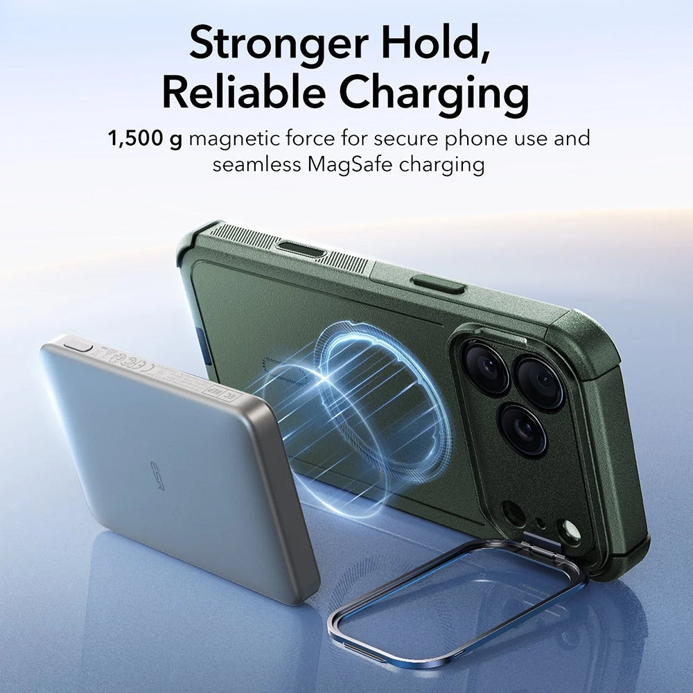 Husa de protectie ESR Cyber Armor Kickstand compatibil cu iPhone 17 Pro Max, Verde