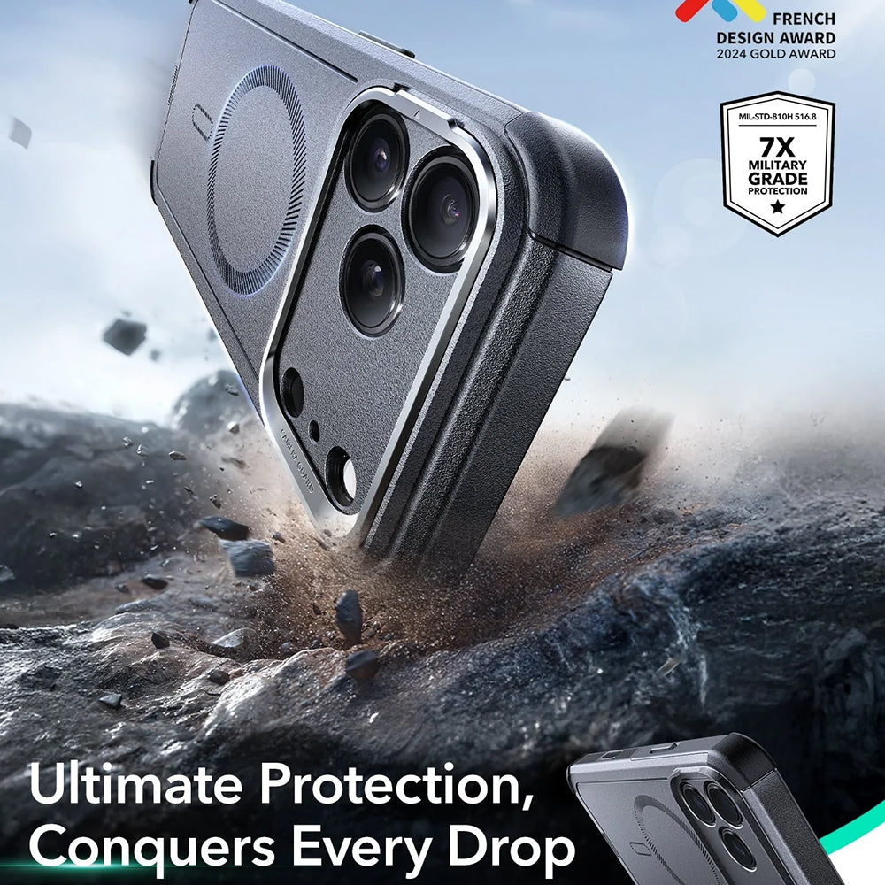 Husa de protectie ESR Cyber Armor Kickstand compatibil cu iPhone 17 Pro, Gri