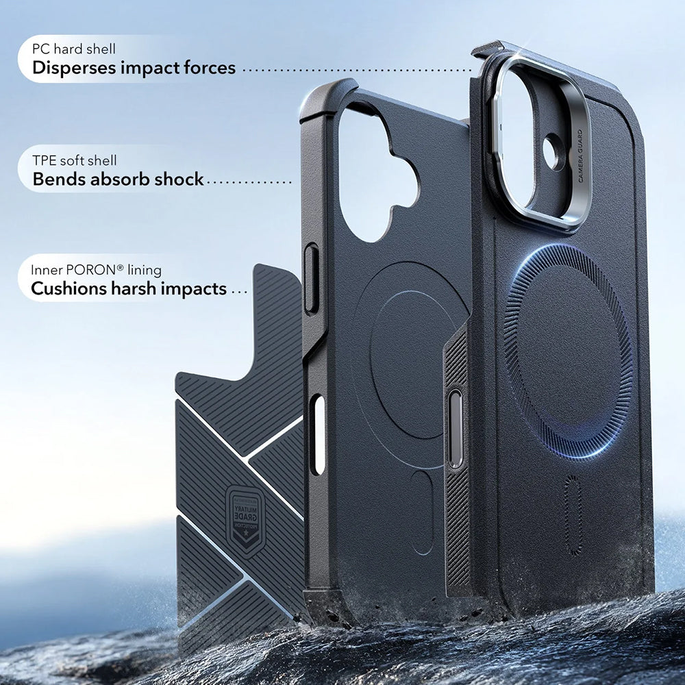 Husa de protectie ESR Cyber Armor Kickstand compatibil cu iPhone 17, Negru