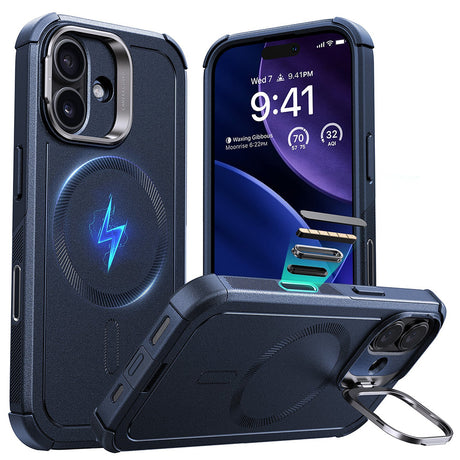Husa de protectie ESR Cyber Armor Kickstand compatibil cu iPhone 17, Albastru