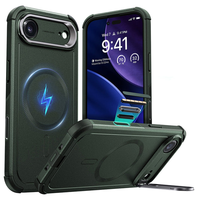 Husa de protectie ESR Cyber Armor Kickstand compatibil cu iPhone 17 Air, Verde