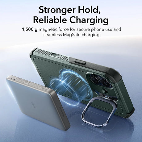 Husa de protectie ESR Cyber Armor Kickstand compatibil cu iPhone 17, Verde