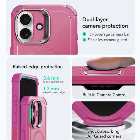 Husa de protectie ESR Cyber Armor Kickstand compatibil cu iPhone 17, Roz