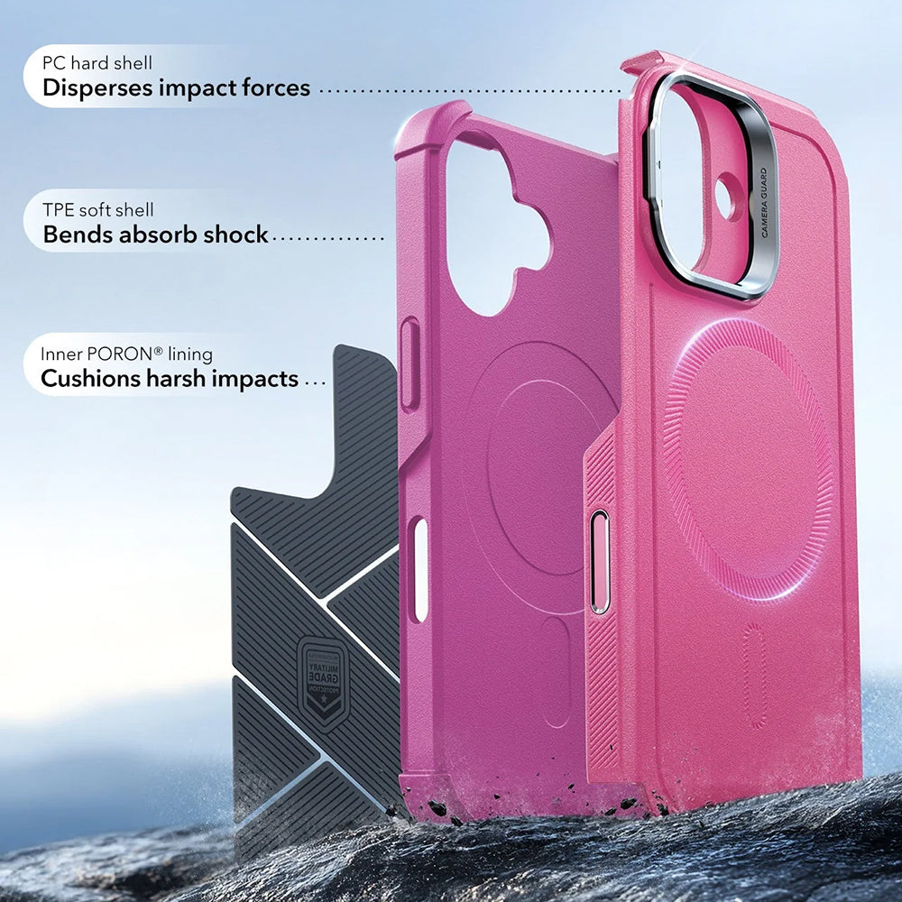 Husa de protectie ESR Cyber Armor Kickstand compatibil cu iPhone 17, Roz
