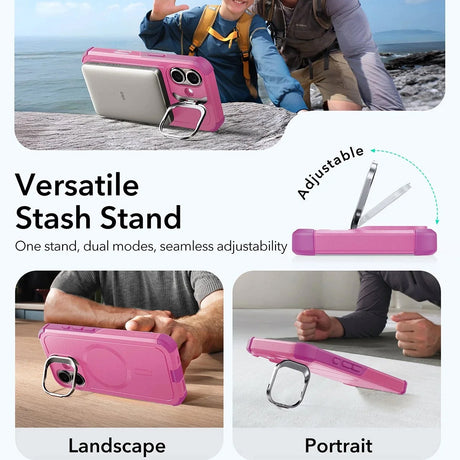 Husa de protectie ESR Cyber Armor Kickstand compatibil cu iPhone 17, Roz