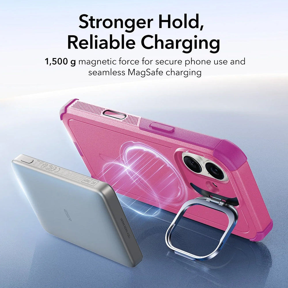 Husa de protectie ESR Cyber Armor Kickstand compatibil cu iPhone 17, Roz