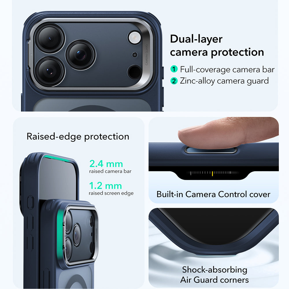 Husa de protectie ESR Classic Hybrid HaloLock Kickstand compatibil cu iPhone 17 Pro, Frosted Blue