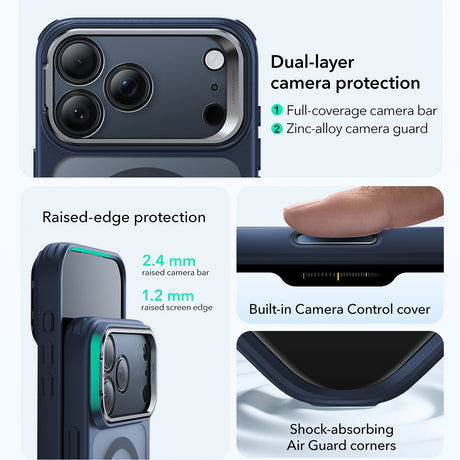 Husa de protectie ESR Classic Hybrid HaloLock Kickstand compatibil cu iPhone 17 Pro, Frosted Blue