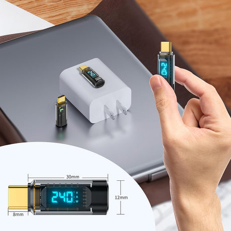Adaptor Techsuit Adapter DataBoost (A23), USB-C, LED Digital Display, 40Gbps, 8K@60Hz, PD240W, Gri