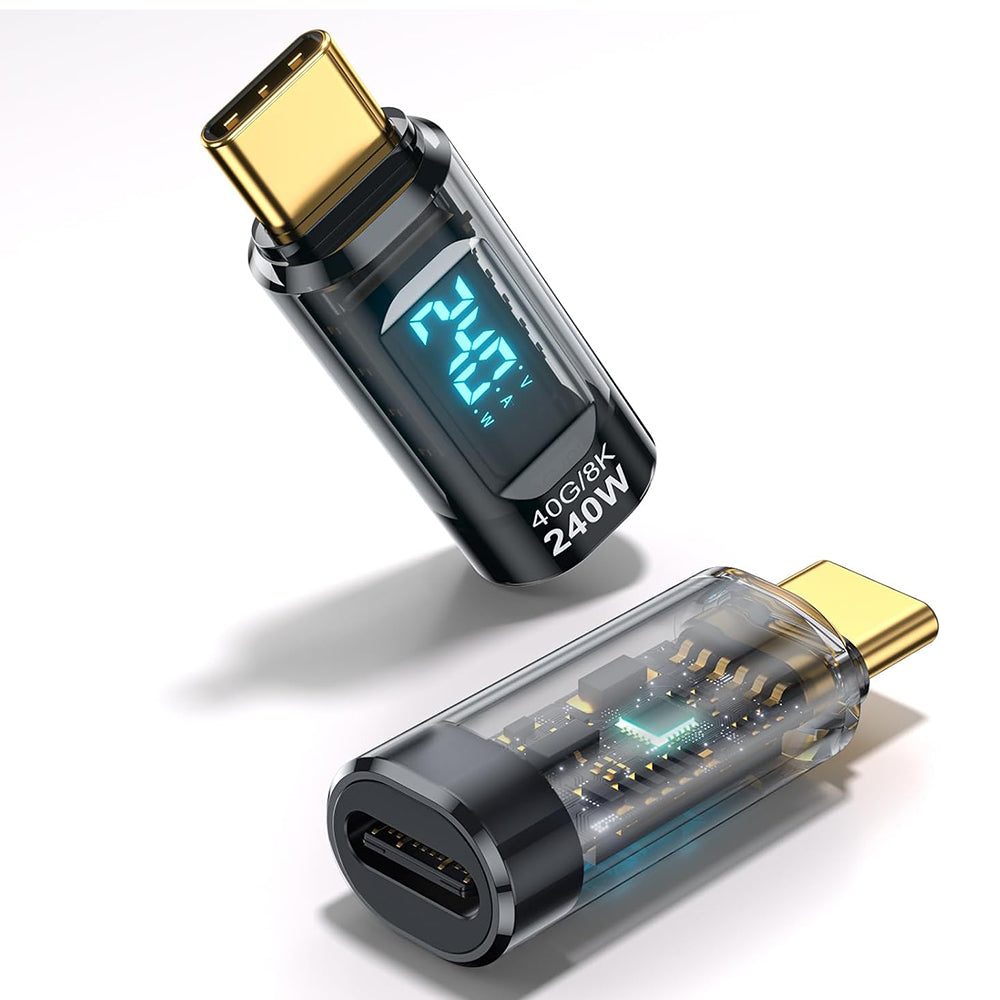 Adaptor Techsuit Adapter DataBoost (A23), USB-C, LED Digital Display, 40Gbps, 8K@60Hz, PD240W, Gri