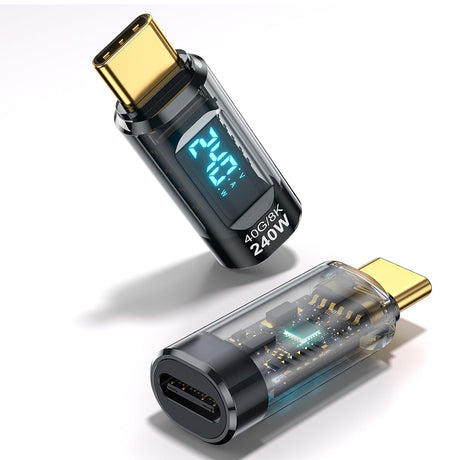 Adaptor Techsuit Adapter DataBoost (A23), USB-C, LED Digital Display, 40Gbps, 8K@60Hz, PD240W, Gri