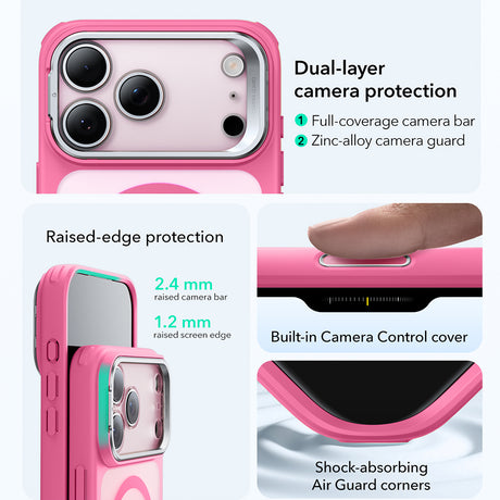 Husa de protectie ESR Classic Hybrid HaloLock Kickstand compatibil cu iPhone 17 Pro Max, Frosted Pink