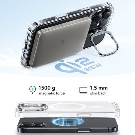 Husa de protectie ESR Classic Hybrid HaloLock Kickstand compatibil cu iPhone 17, Transparent