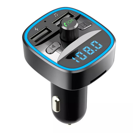 Gadget Techsuit FM Modulator JamLink (MFM2), Dual USB, SD Card, Blue Ambient Ring Light, Ultra-Compact Design, Bluetooth, Negru