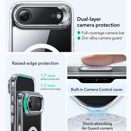 Husa de protectie ESR Classic Hybrid HaloLock Kickstand compatibil cu iPhone 17 Air, Transparent