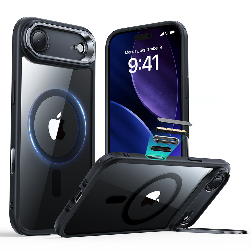 Husa de protectie ESR Classic Hybrid HaloLock Kickstand compatibil cu iPhone 17 Air, Transparent Black