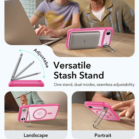 Husa de protectie ESR Classic Hybrid HaloLock Kickstand compatibil cu iPhone 17 Air, Frosted Pink