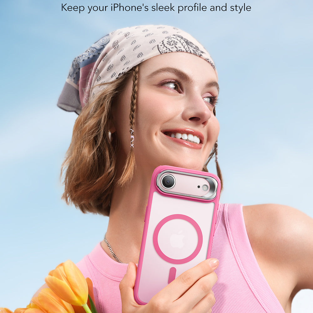 Husa de protectie ESR Classic Hybrid HaloLock Kickstand compatibil cu iPhone 17 Air, Frosted Pink