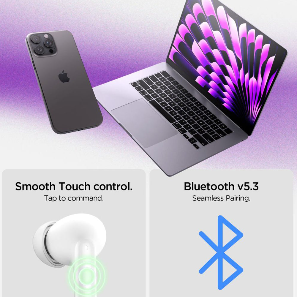 Casti Spigen SA2400 (ASD07962), Bluetooth 5.3, ANC, Alb