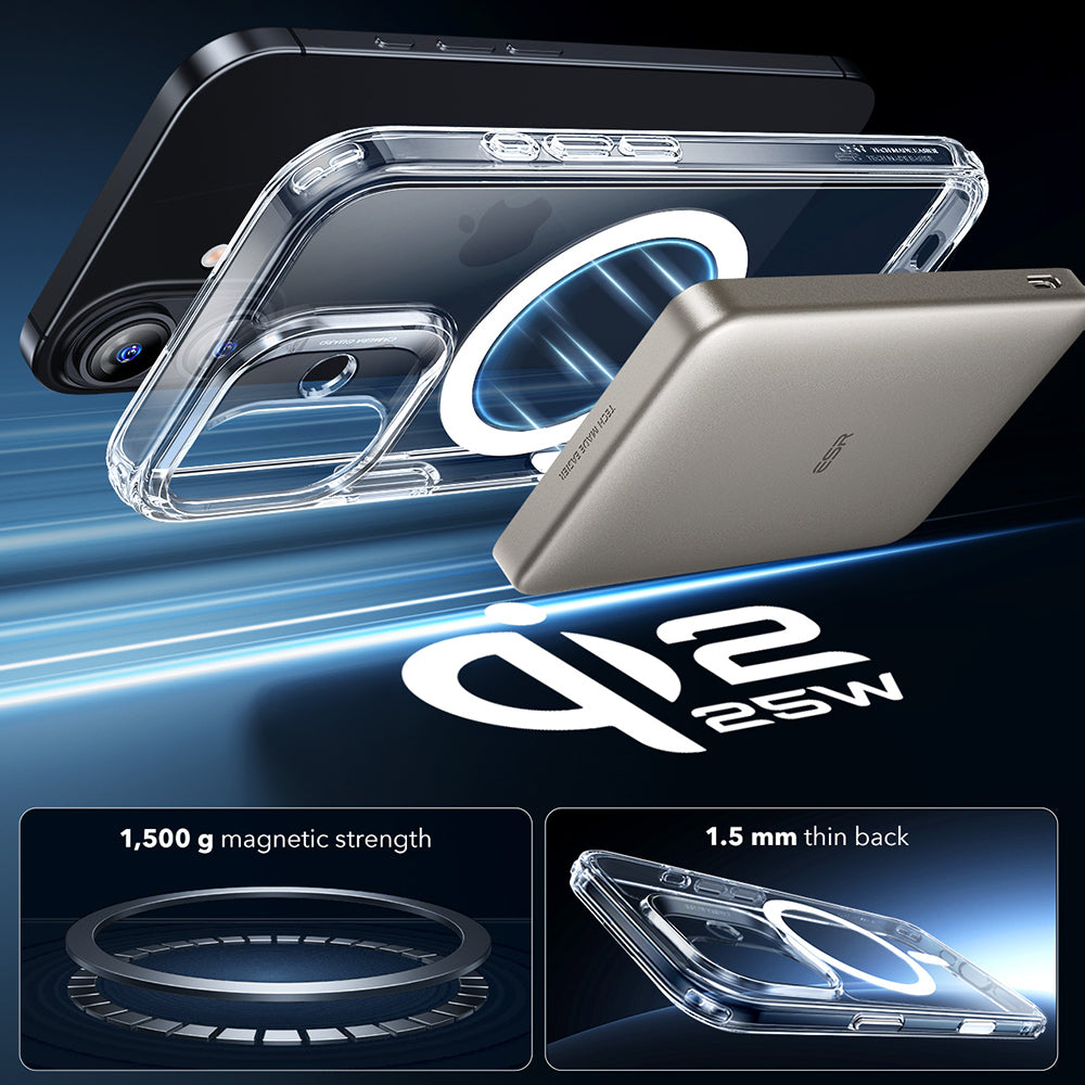Husa de protectie ESR Classic Hybrid HaloLock compatibil cu iPhone 17, Transparent