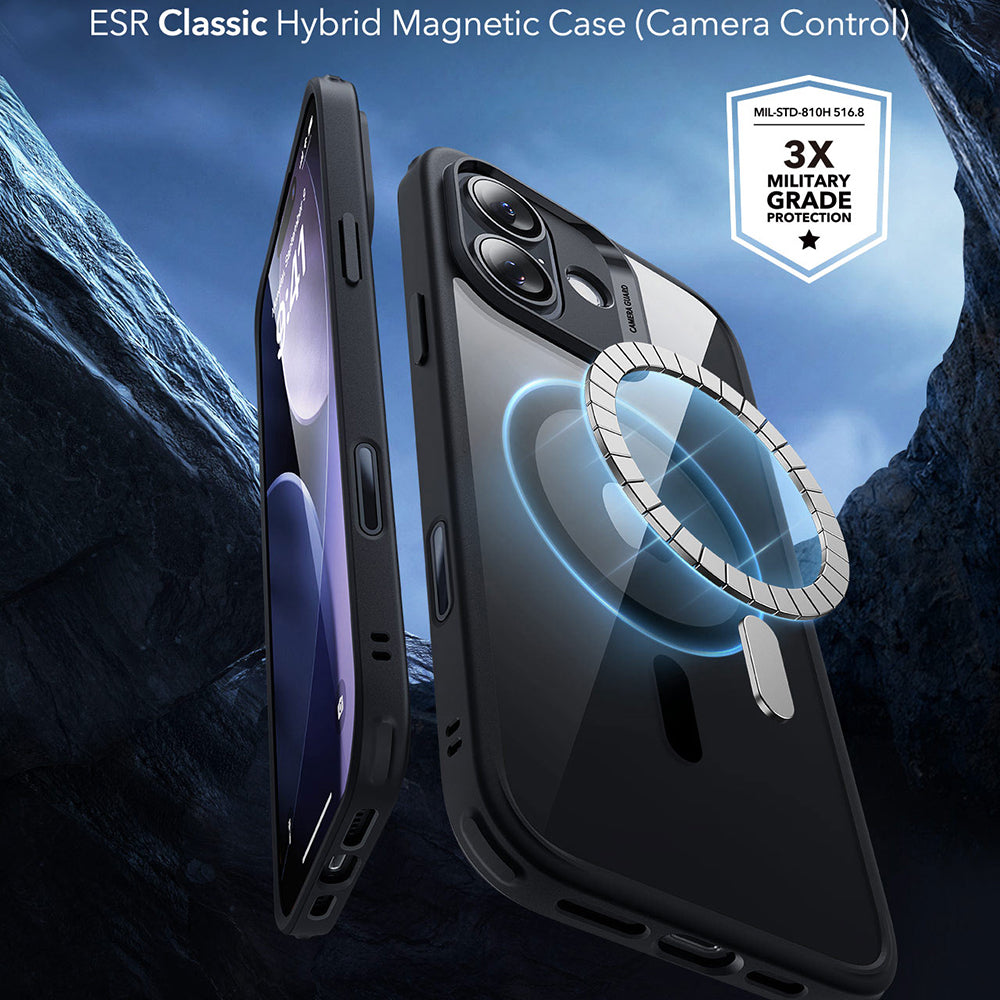Husa de protectie ESR Classic Hybrid HaloLock compatibil cu iPhone 17, Transparent Black