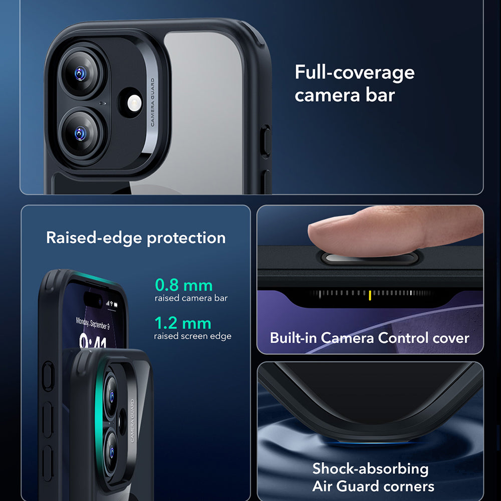 Husa de protectie ESR Classic Hybrid HaloLock compatibil cu iPhone 17, Transparent Black
