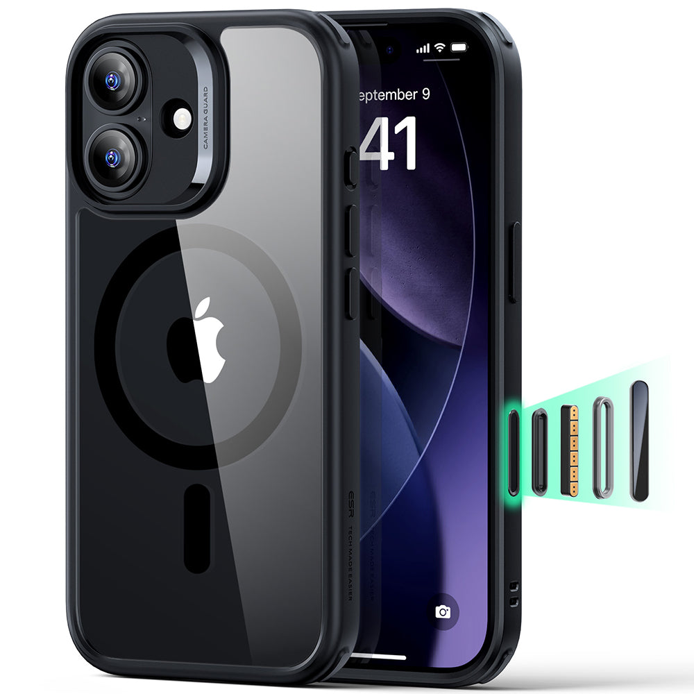 Husa de protectie ESR Classic Hybrid HaloLock compatibil cu iPhone 17, Transparent Black