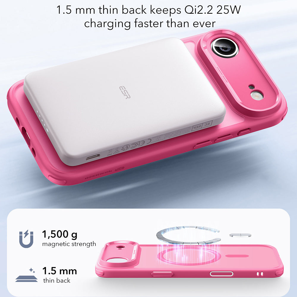 Husa de protectie ESR Classic Hybrid HaloLock compatibil cu iPhone 17 Air, Frosted Pink