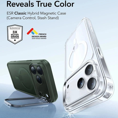 Husa de protectie ESR Classic Hybrid HaloLock Kickstand compatibil cu iPhone 17, Frosted Green