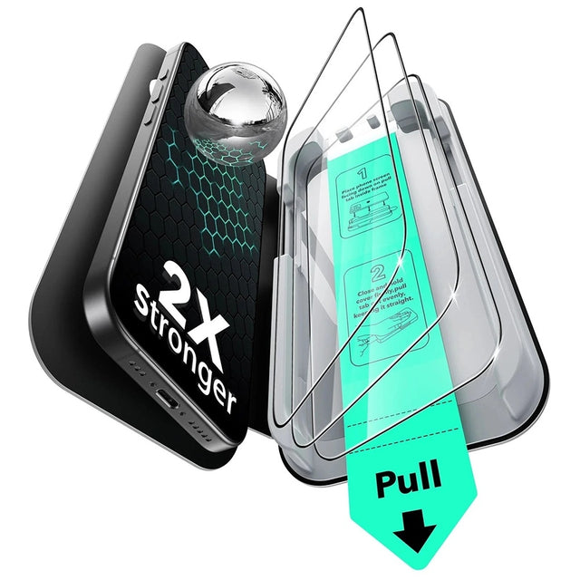 Folie de protectie ESR Tempered Glass UltraFit (set de 3) compatibil cu iPhone 17 / iPhone 16 Pro, Negru