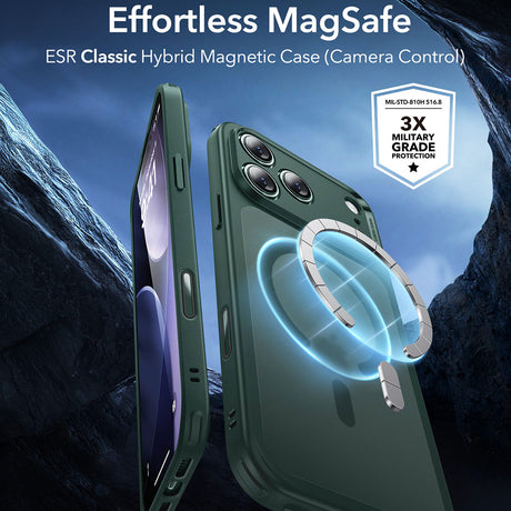 Husa de protectie ESR Classic Hybrid HaloLock compatibil cu iPhone 17 Pro, Frosted Green