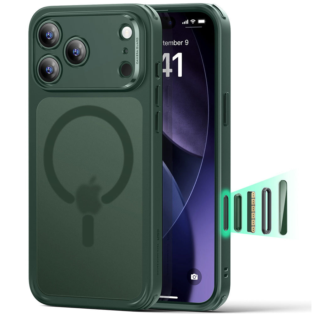 Husa de protectie ESR Classic Hybrid HaloLock compatibil cu iPhone 17 Pro, Frosted Green