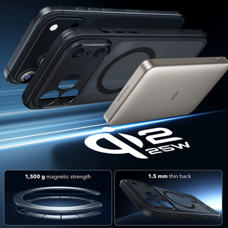 Husa de protectie ESR Classic Hybrid HaloLock compatibil cu iPhone 17 Pro Max, Negru Mat