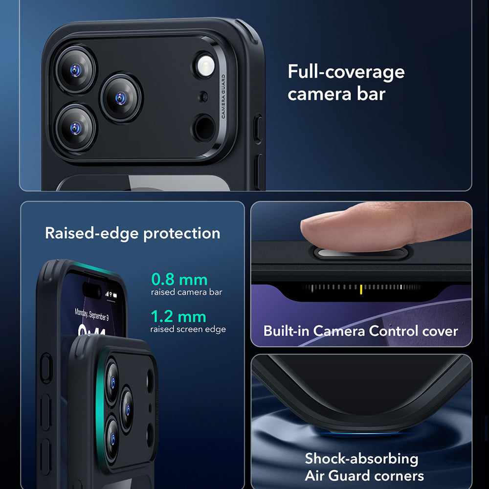 Husa de protectie ESR Classic Hybrid HaloLock compatibil cu iPhone 17 Pro, Transparent Black