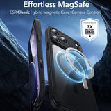 Husa de protectie ESR Classic Hybrid HaloLock compatibil cu iPhone 17 Pro, Transparent Black