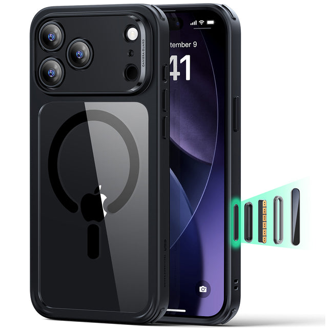 Husa de protectie ESR Classic Hybrid HaloLock compatibil cu iPhone 17 Pro, Transparent Black