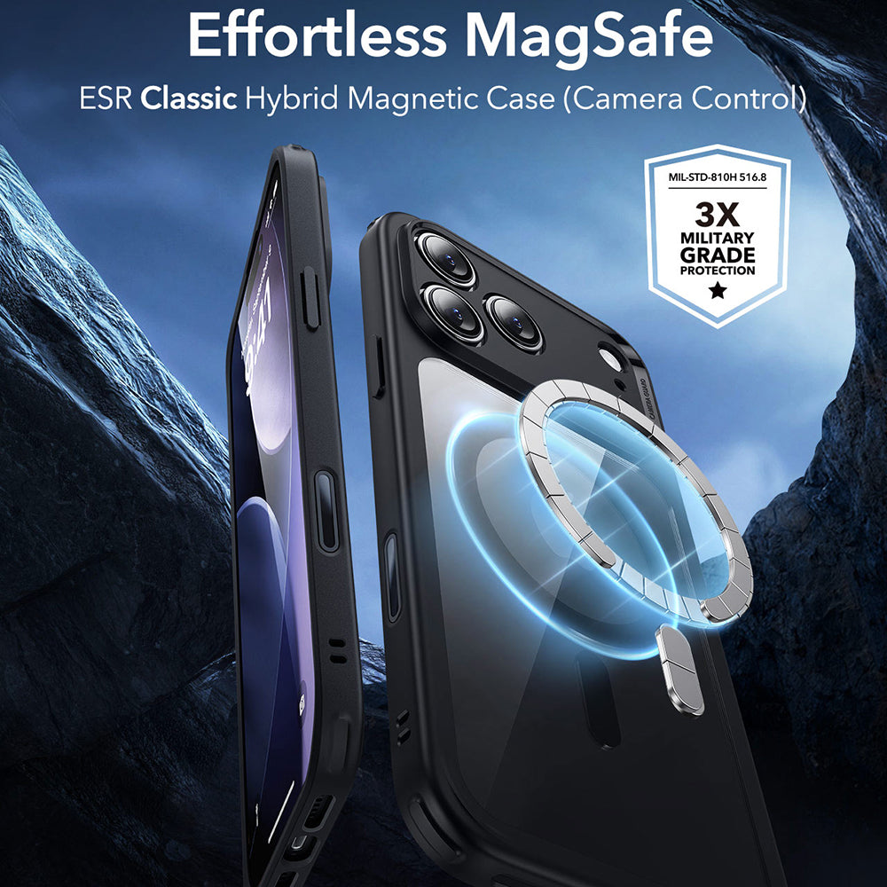 Husa de protectie ESR Classic Hybrid HaloLock compatibil cu iPhone 17 Pro Max, Transparent Black