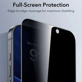 Folie de protectie ESR Privacy Tempered Glass UltraFit (set de 3) compatibil cu iPhone 17 / iPhone 16 Pro, Negru