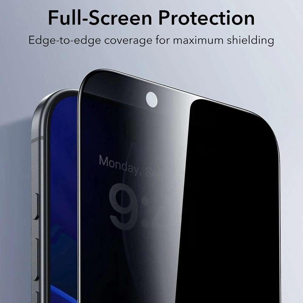 Folie de protectie ESR Privacy Tempered Glass UltraFit (set de 3) compatibil cu iPhone 17 Air, Negru