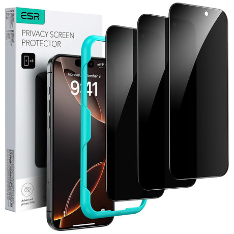 Folie de protectie ESR Privacy Tempered Glass (set de 3) compatibil cu iPhone 17 Air, Negru