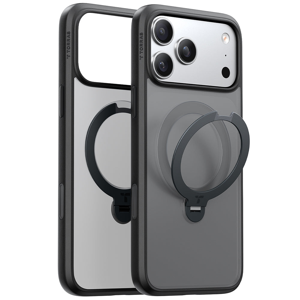 Husa de protectie Torras Ostand Spin MagSafe Series compatibil cu iPhone 17 Pro, Negru