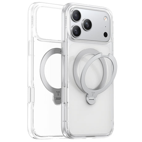 Husa de protectie Torras Ostand Spin MagSafe Series compatibil cu iPhone 17 Pro, Transparent