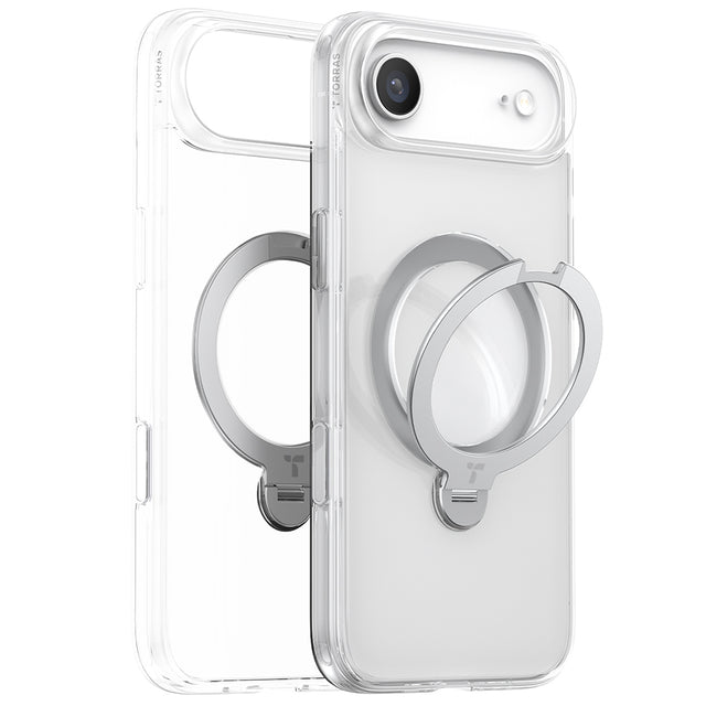 Husa de protectie Torras Ostand Spin MagSafe Series compatibil cu iPhone 17 Air, Transparent