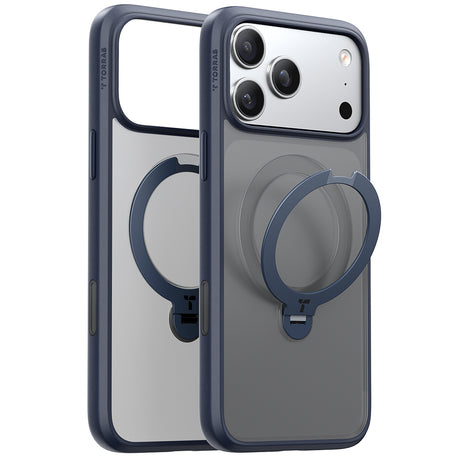 Husa de protectie Torras Ostand Spin MagSafe Series compatibil cu iPhone 17 Pro Max, Bleumarin