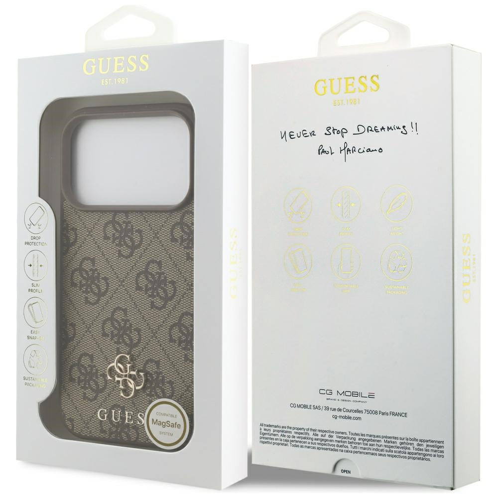 Husa de protectie Guess 4G Small and Classic Logo MagSafe (GUHMP17LP4SM4MW) compatibil cu iPhone 17 Pro, Maro