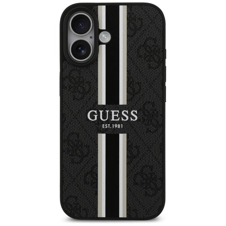 Husa de protectie Guess Hardcase 4G Printed Stripes MagSafe (GUHMP17SP4RPSK) compatibil cu iPhone 17, Negru