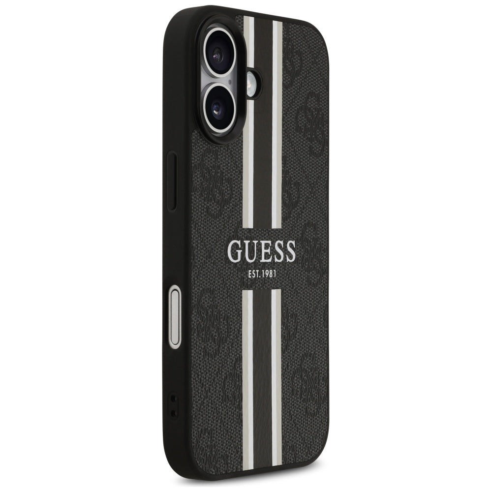 Husa de protectie Guess Hardcase 4G Printed Stripes MagSafe (GUHMP17SP4RPSK) compatibil cu iPhone 17, Negru