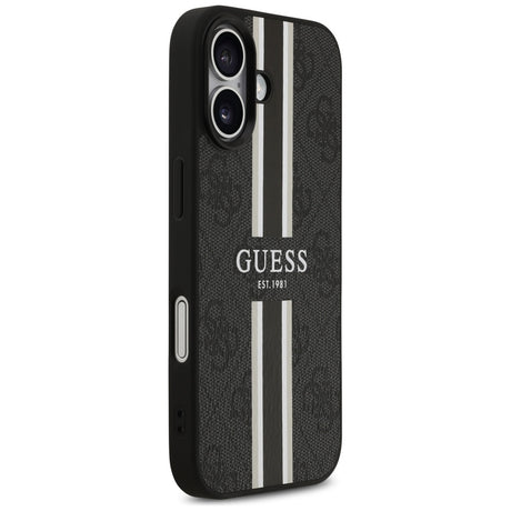Husa de protectie Guess Hardcase 4G Printed Stripes MagSafe (GUHMP17SP4RPSK) compatibil cu iPhone 17, Negru